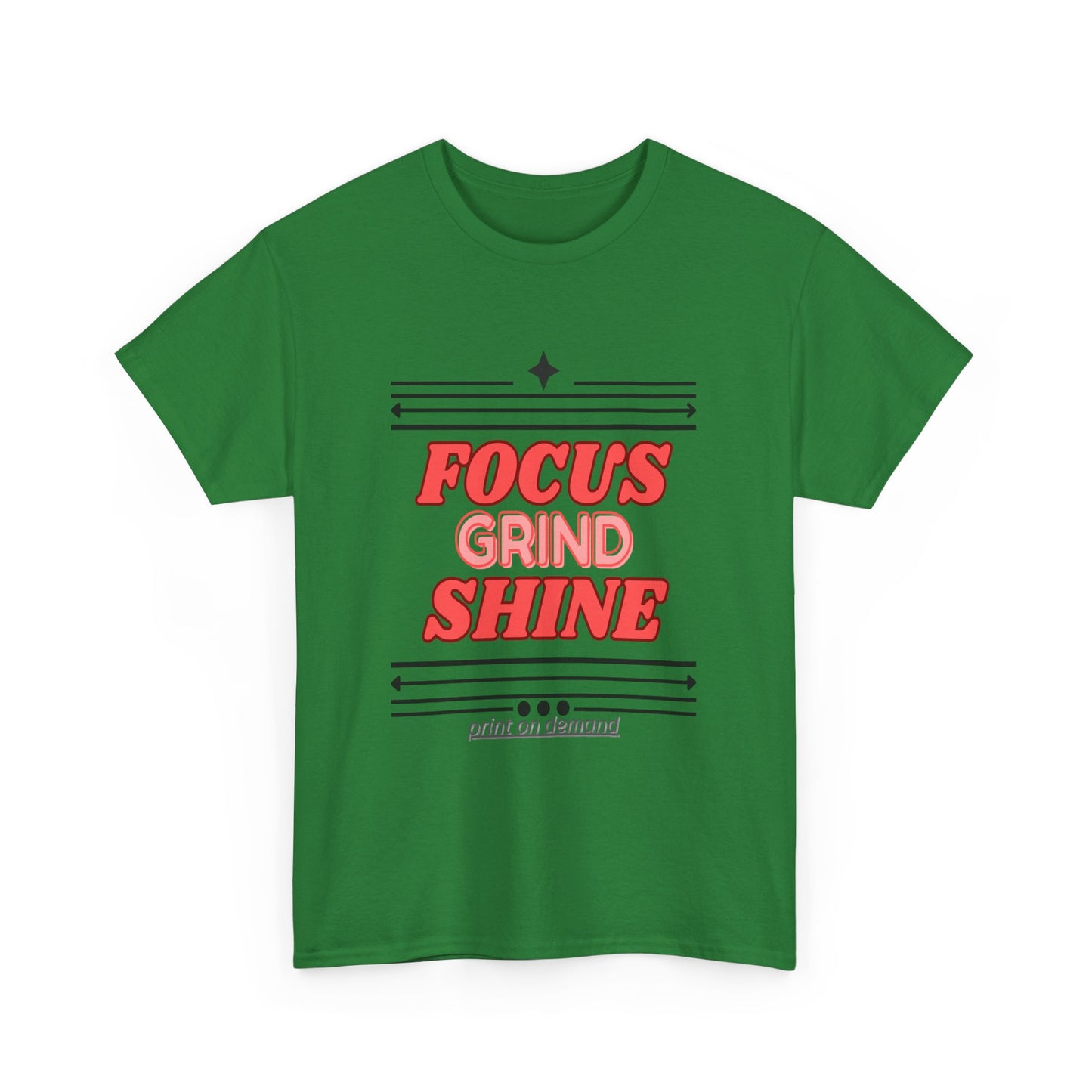 Turf Green t-shirt with red and black text on a white background