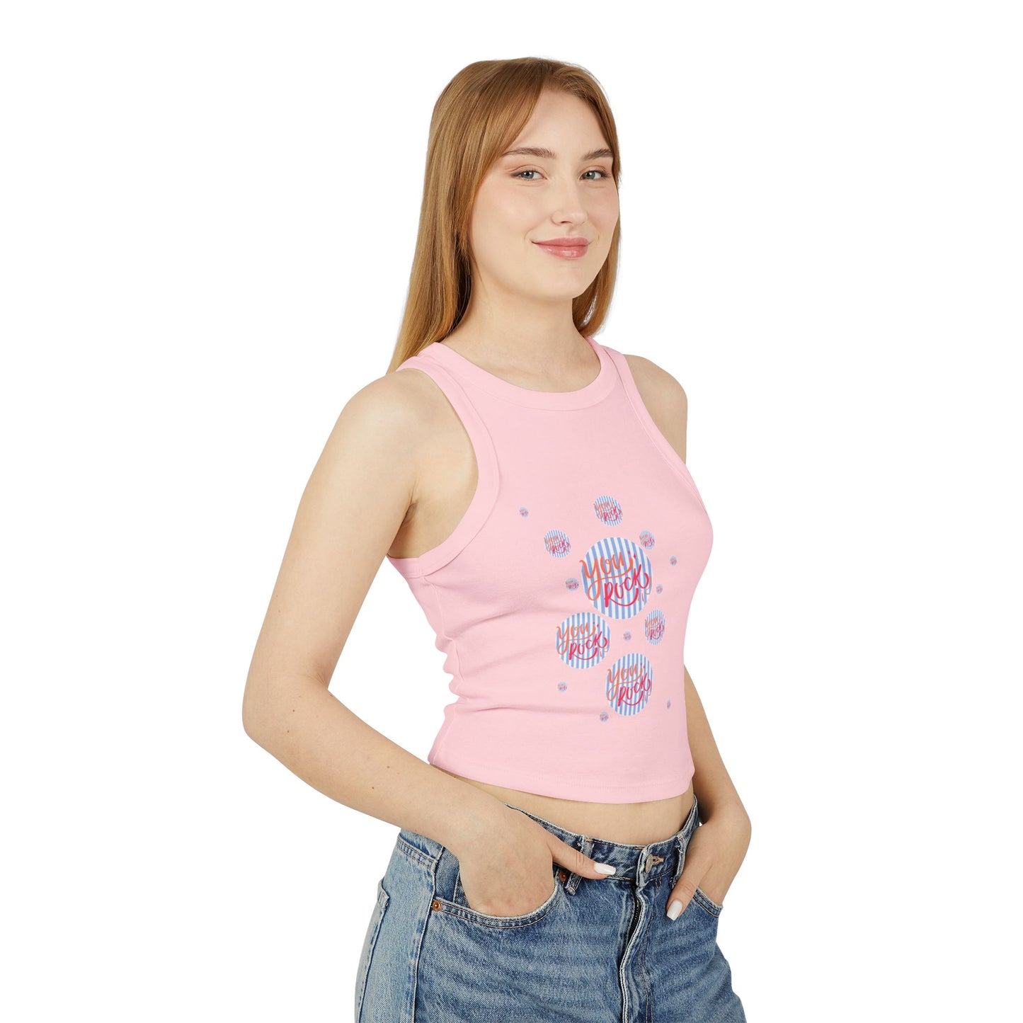 Women's Micro Rib Racer Tank Top- You Rock motivational design