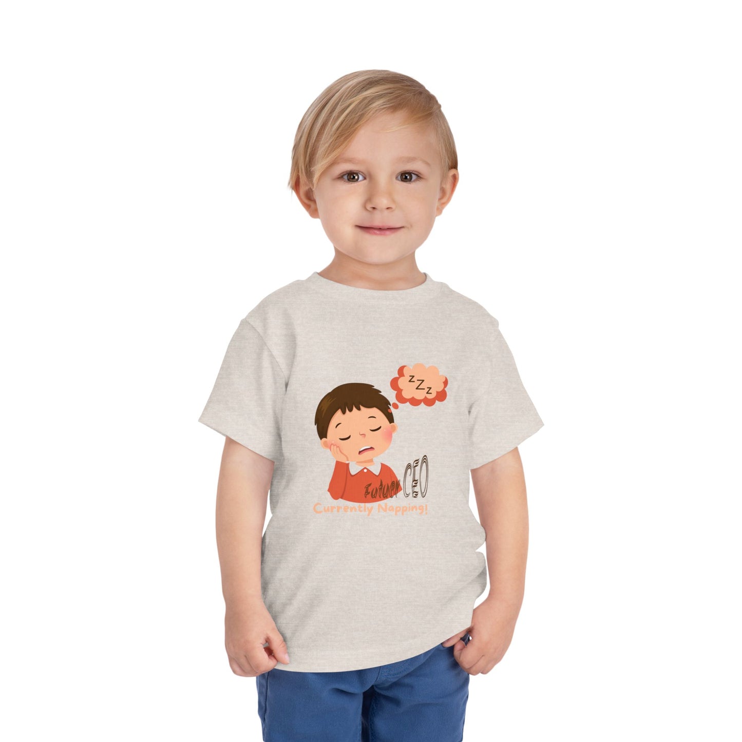 Child wearing a t-shirt with a cartoon design