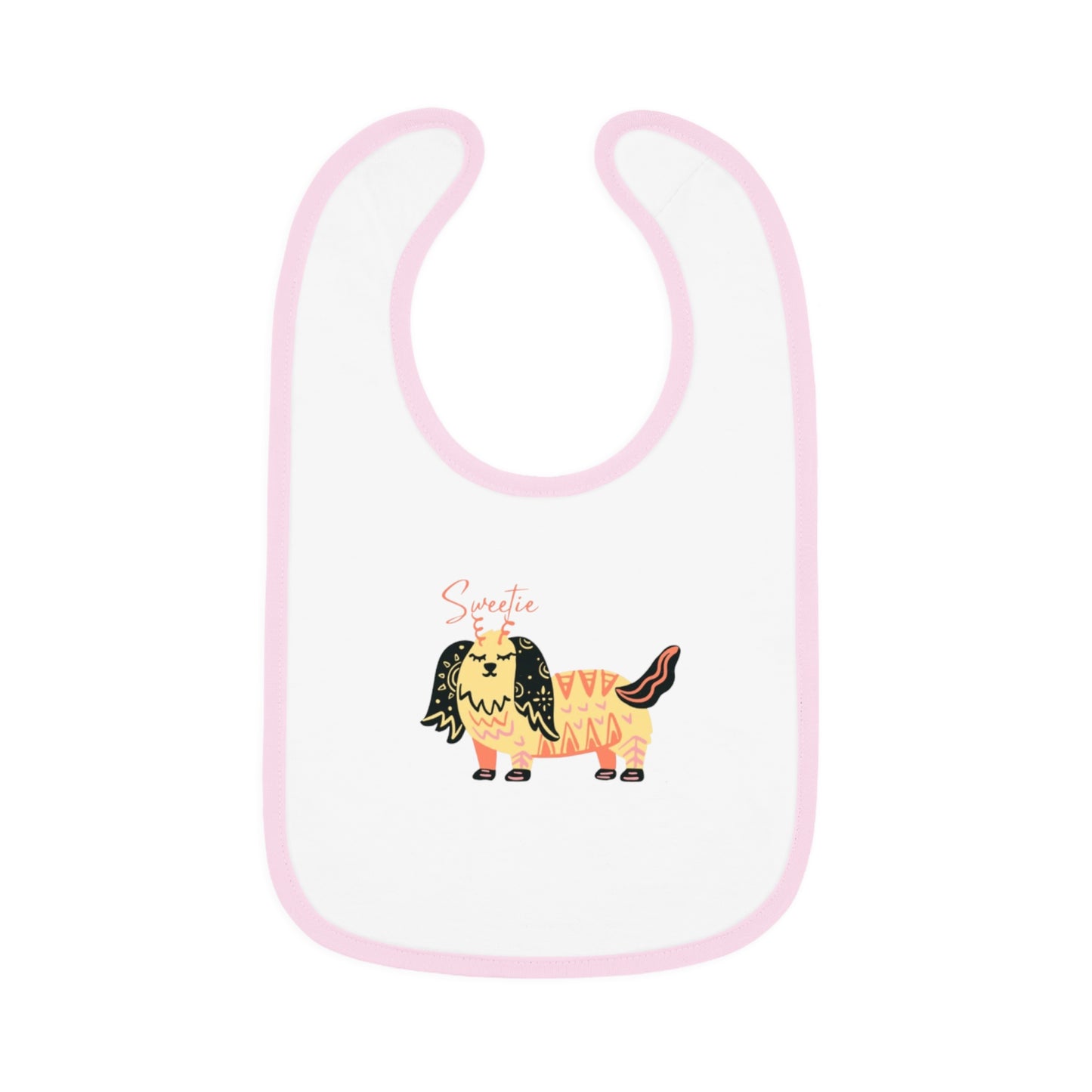 “Sweetie Dog Print Jersey Baby Bib – Soft & Adorable Mealtime Essential”