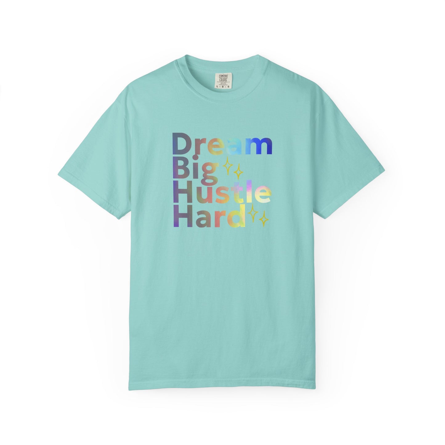 Chalky Mint green t-shirt with motivational text on a white background