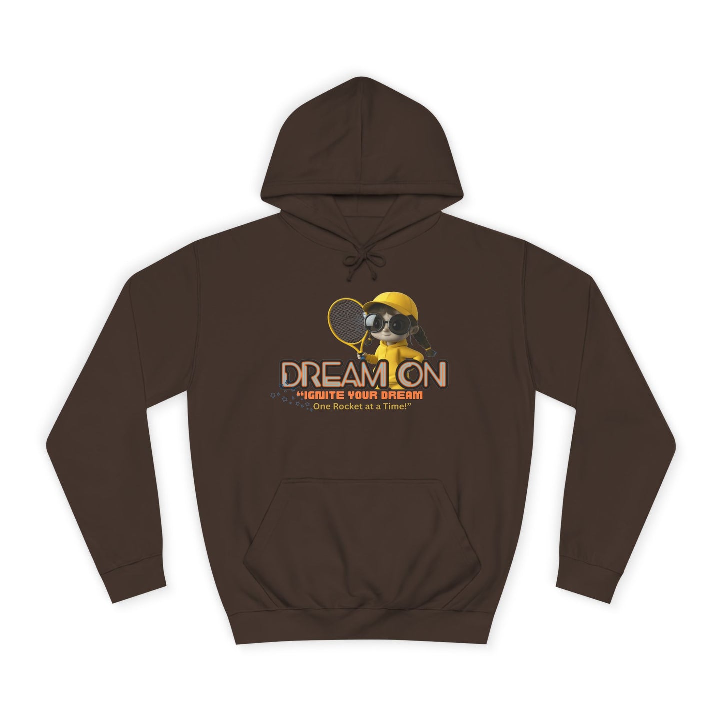 A black unisex hoodie with a graphic print of a bee and the text 'DREAM ON' on the front.