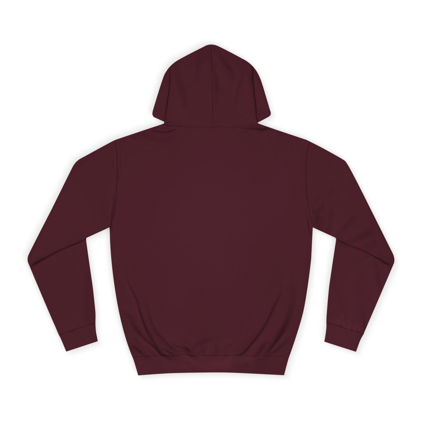 Maroon hoodie shown from the back on a white background.