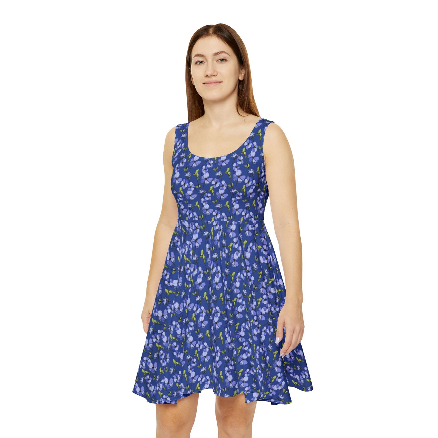 Women's skater dress with floral print in soft, flowy fabric