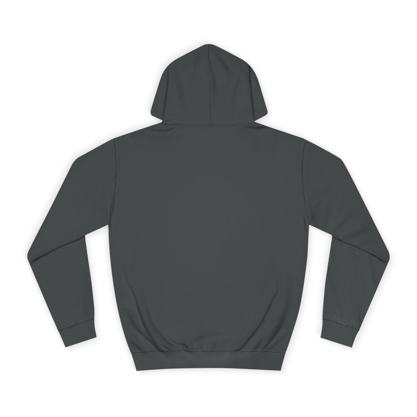 Dark gray hoodie shown from the back on a white background.
