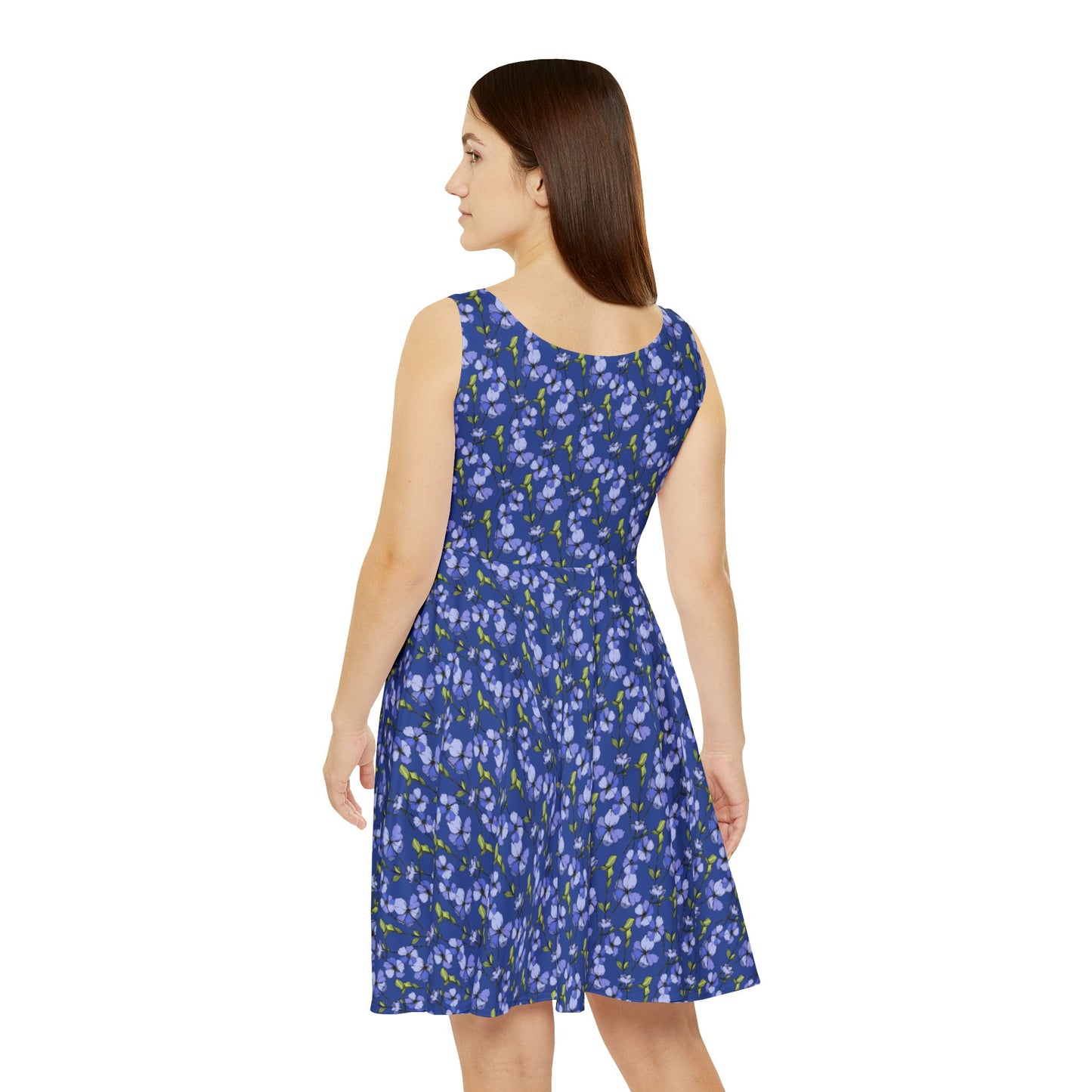 Women's skater dress with floral print in soft, flowy fabric