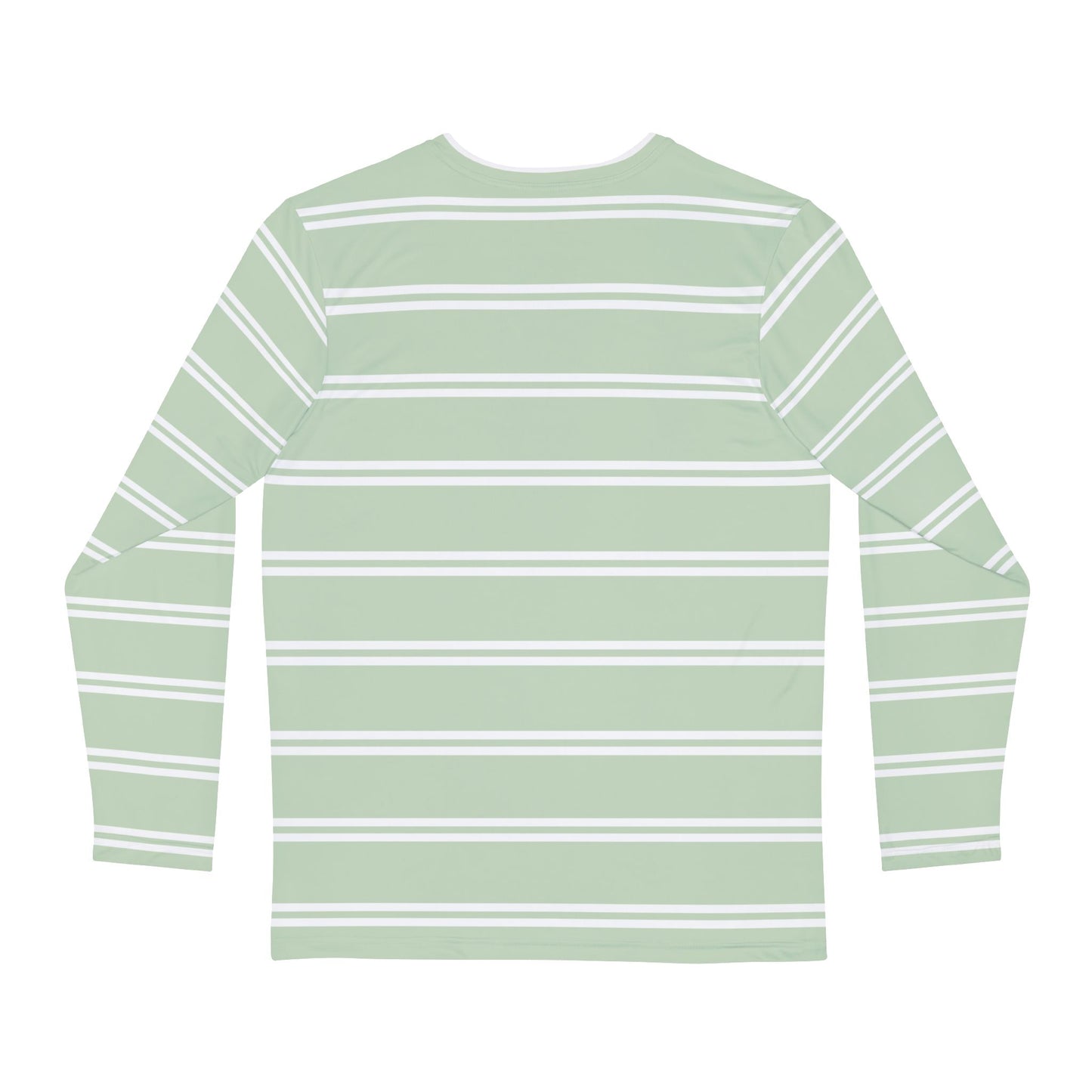 Men’s Sage Green & White Striped Breton Top – Long Sleeve Classic French Style Shirt