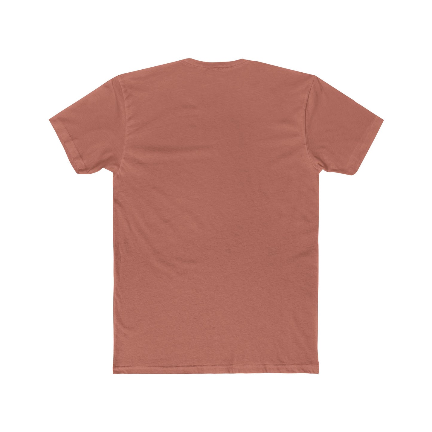 Rear view of solid color unisex cotton tee with no print