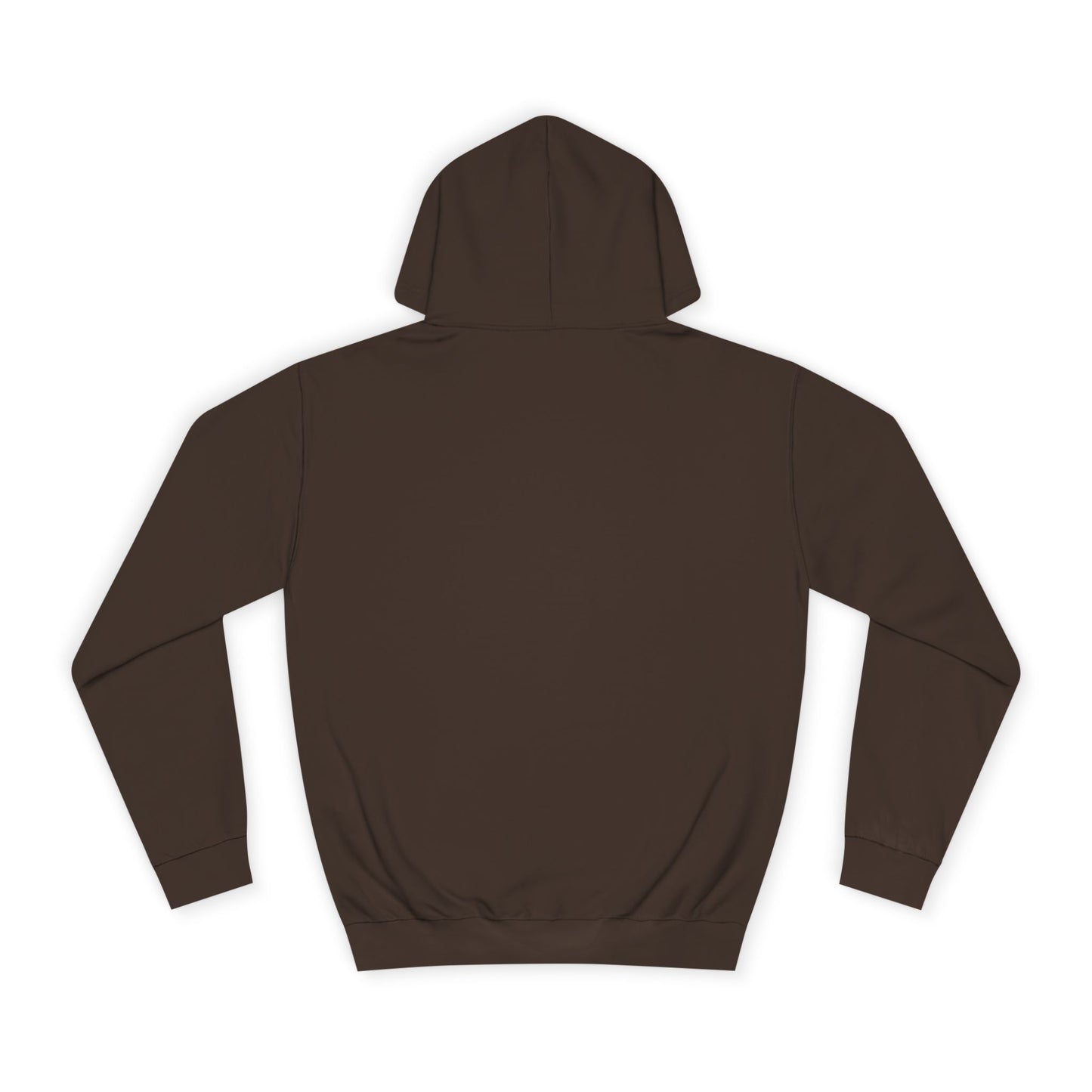 Brown hoodie shown from the back on a white background.