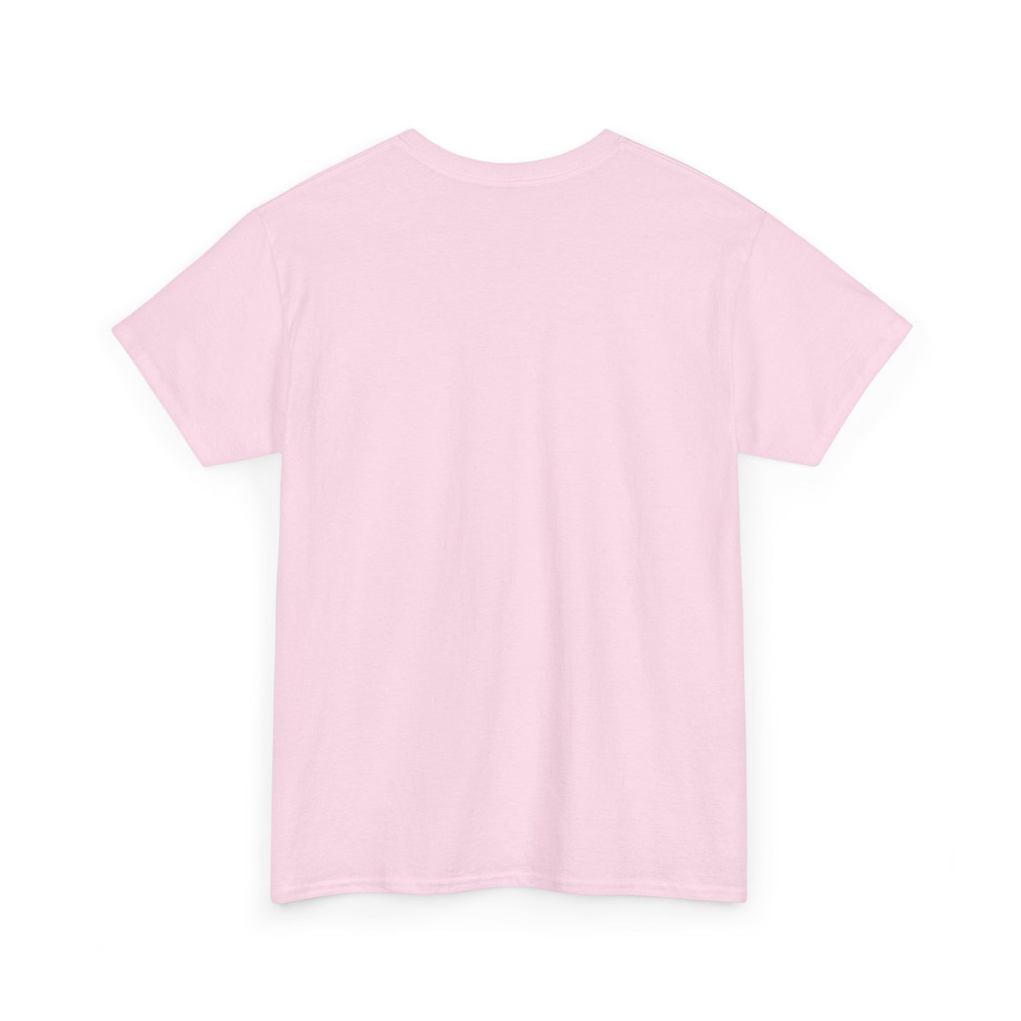 light pink t-shirt shown from the back on a white background.