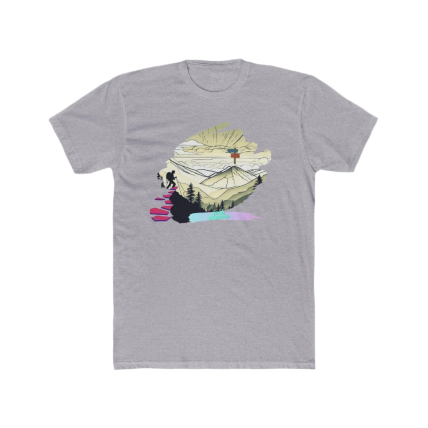 Unisex model wearing heatter grey plain cotton crew neck t-shirt