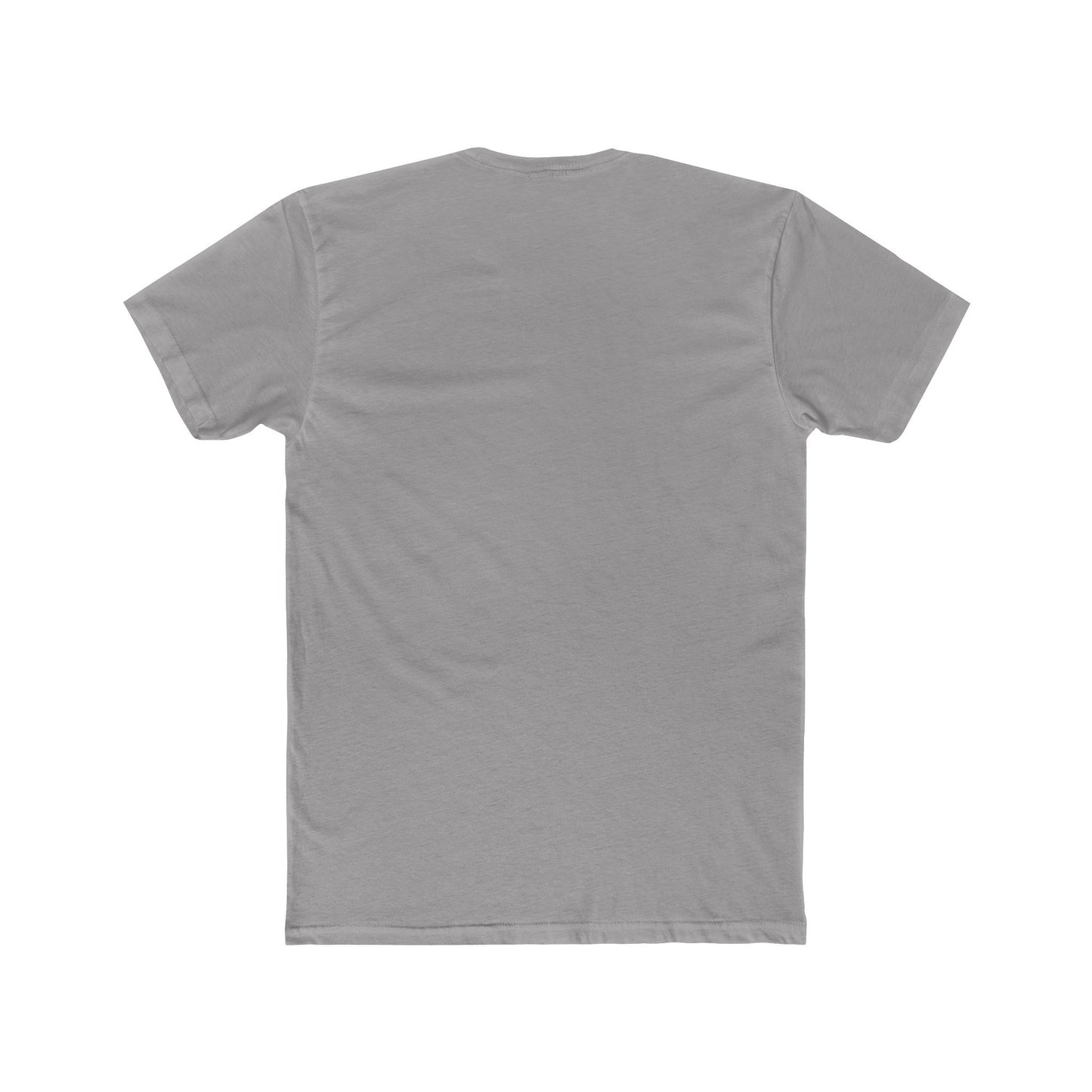Rear view of solid color unisex cotton tee with no print