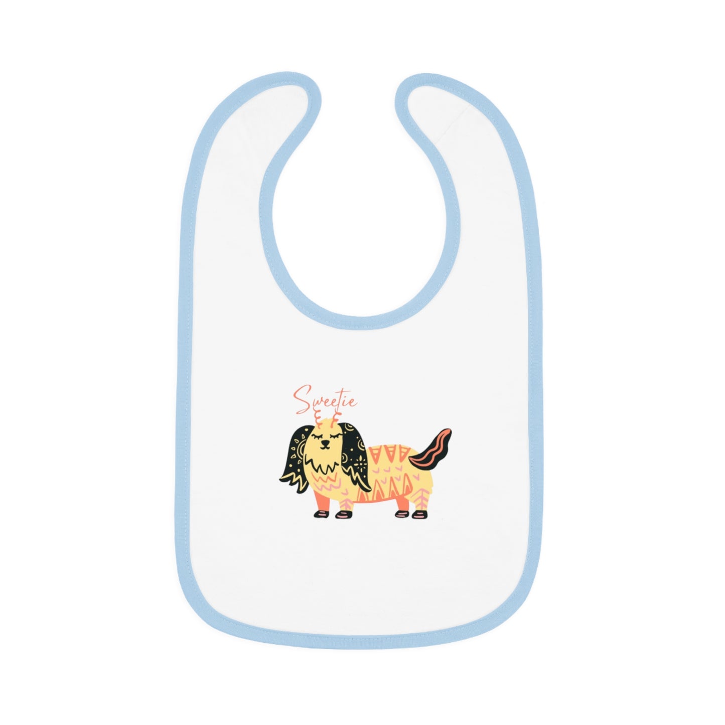 “Sweetie Dog Print Jersey Baby Bib – Soft & Adorable Mealtime Essential”