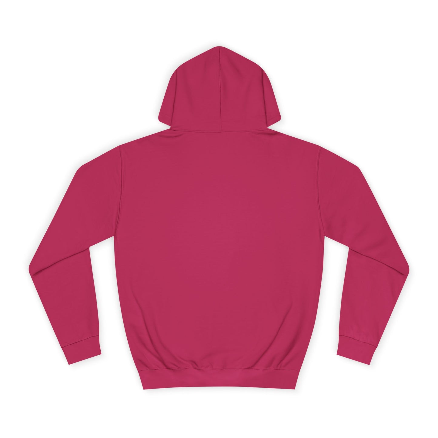 Pink hoodie shown from the back on a white background.