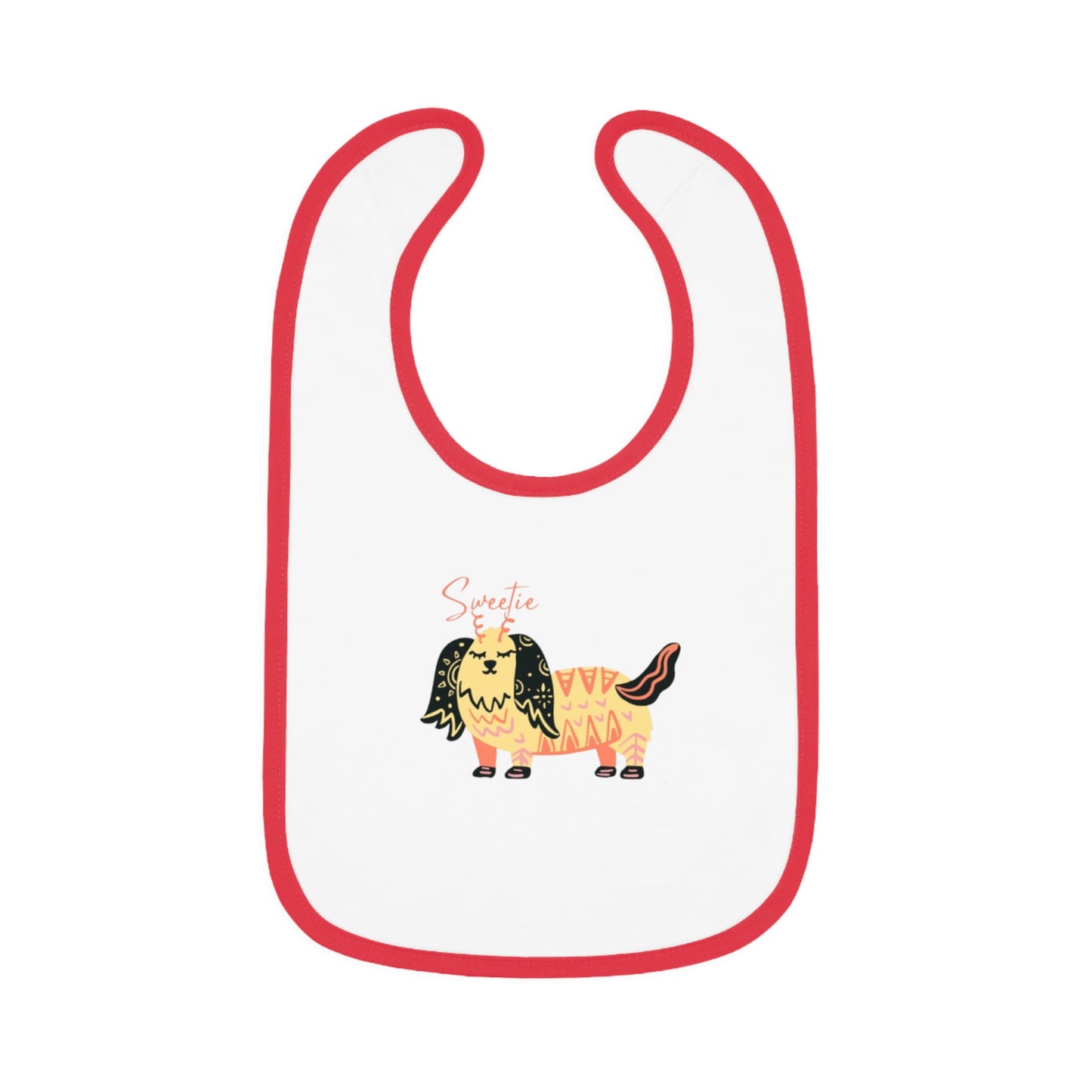 “Sweetie Dog Print Jersey Baby Bib – Soft & Adorable Mealtime Essential”