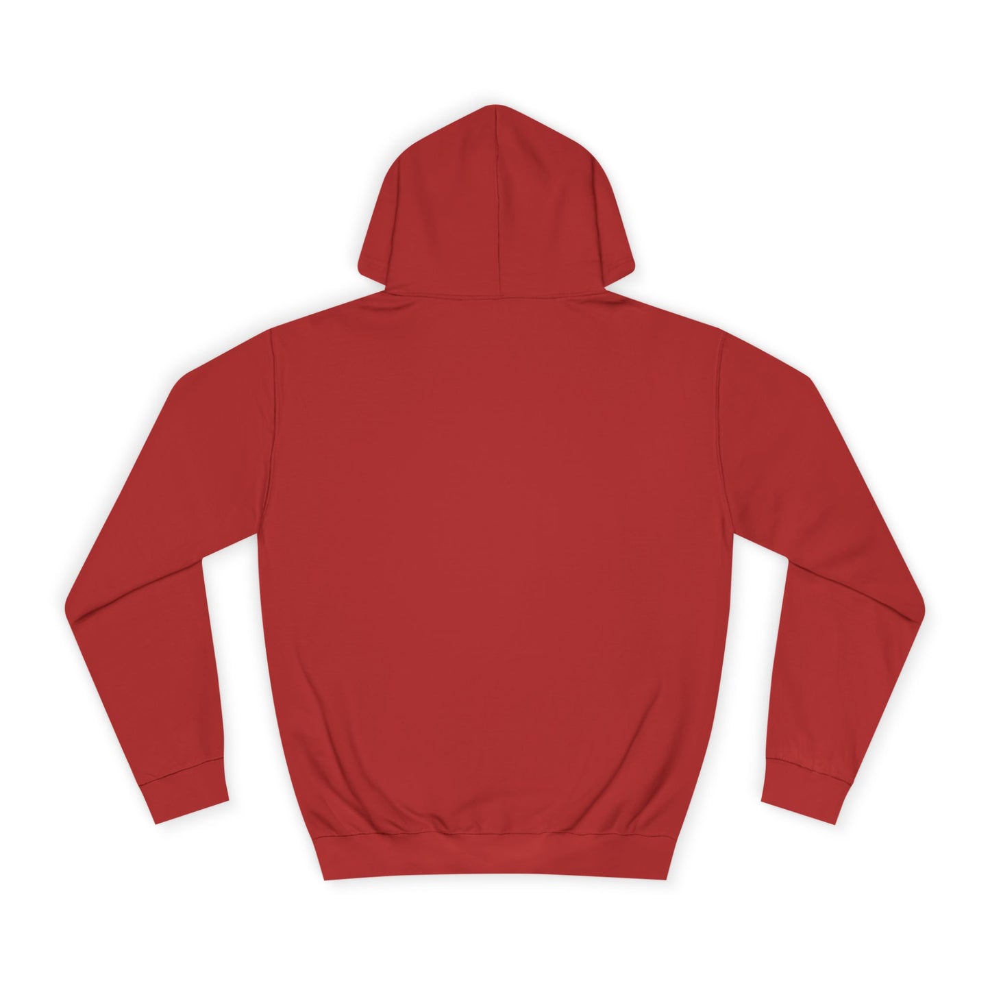 Red hoodie shown from the back on a white background