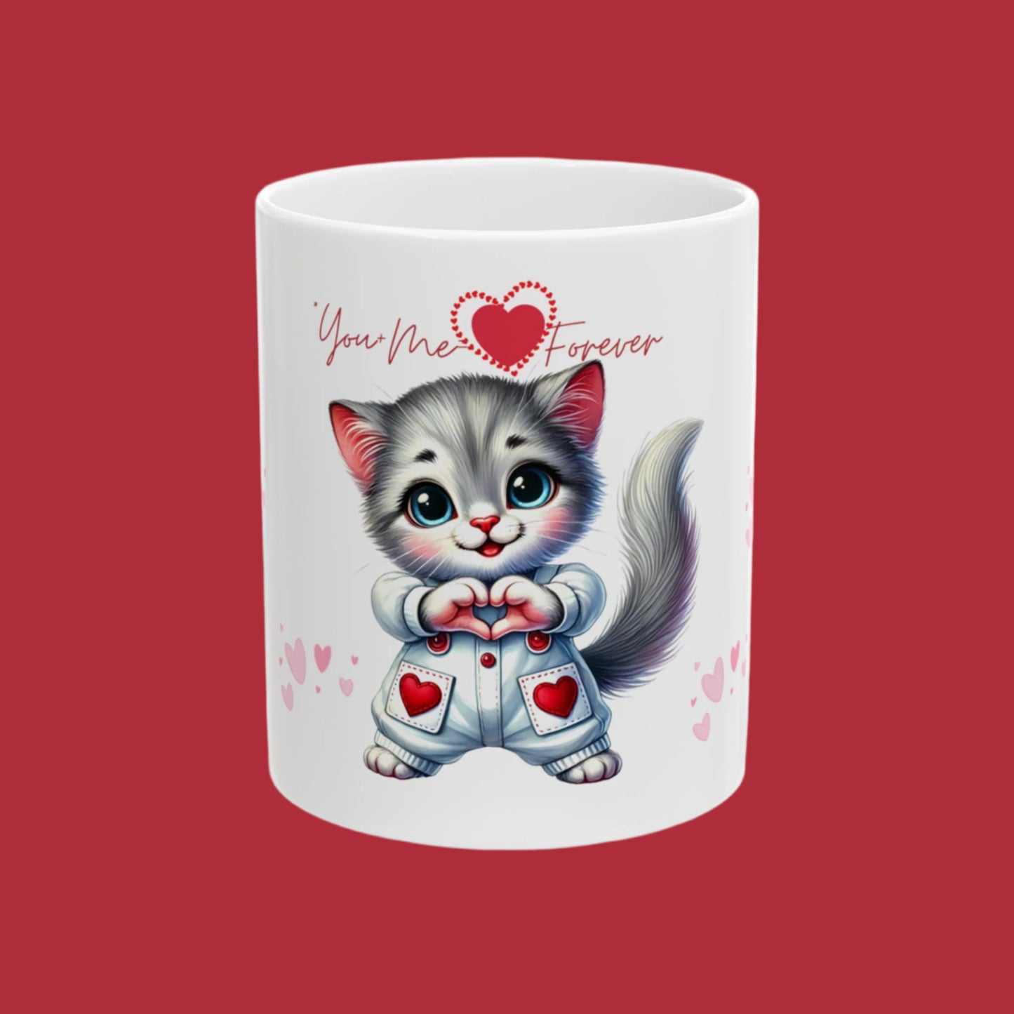 "Valentine gift mug featuring a cartoon squirrel holding a heart"