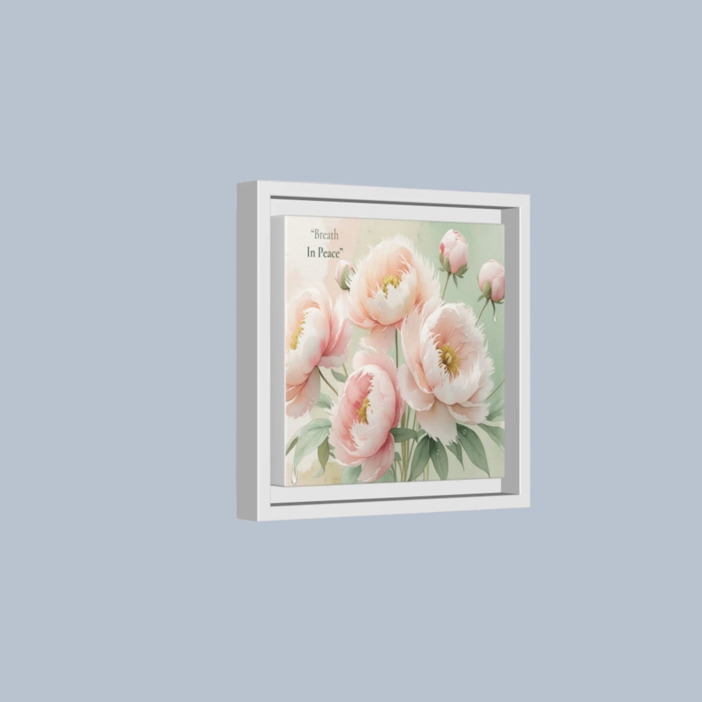 soft bloom pink flowers framed matte canvas. the delicate floral artwork bring fresh and soothing aesthetic
