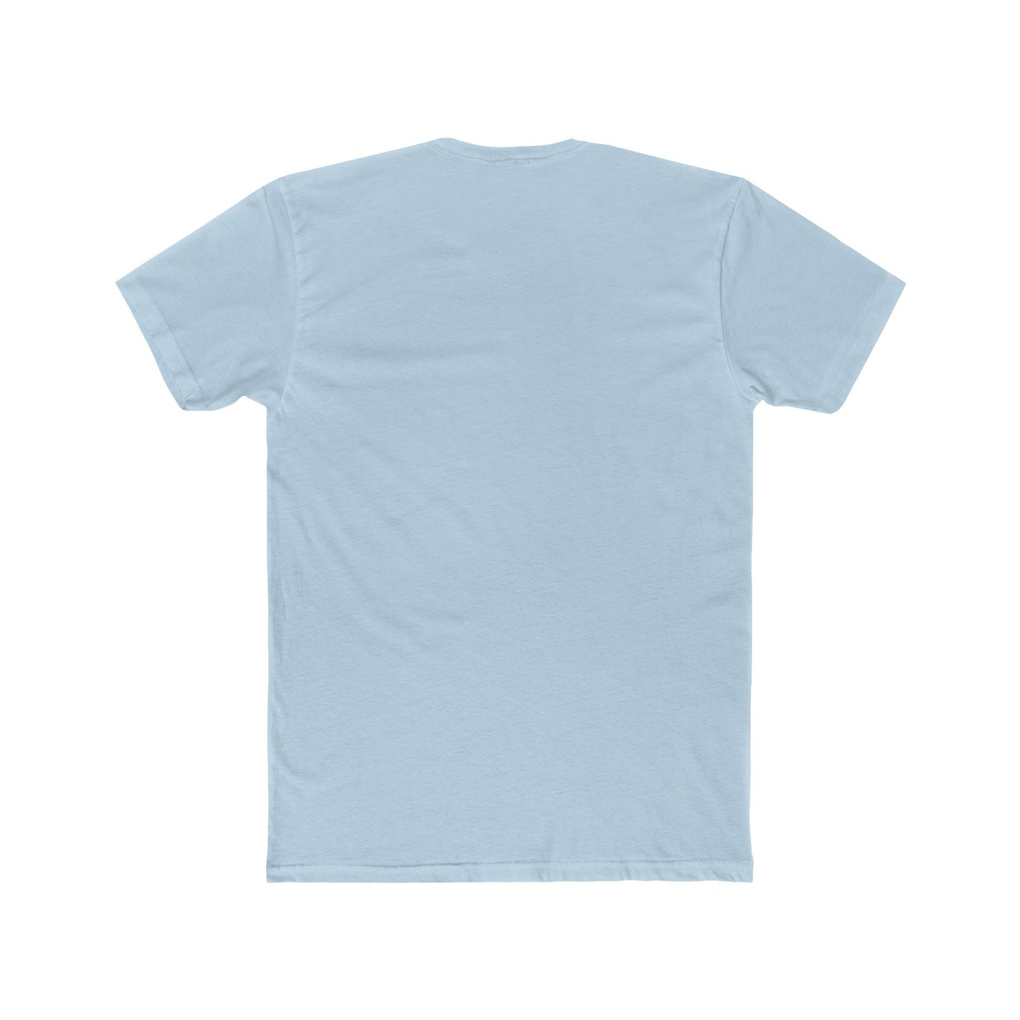 Rear view of solid color unisex cotton tee with no print