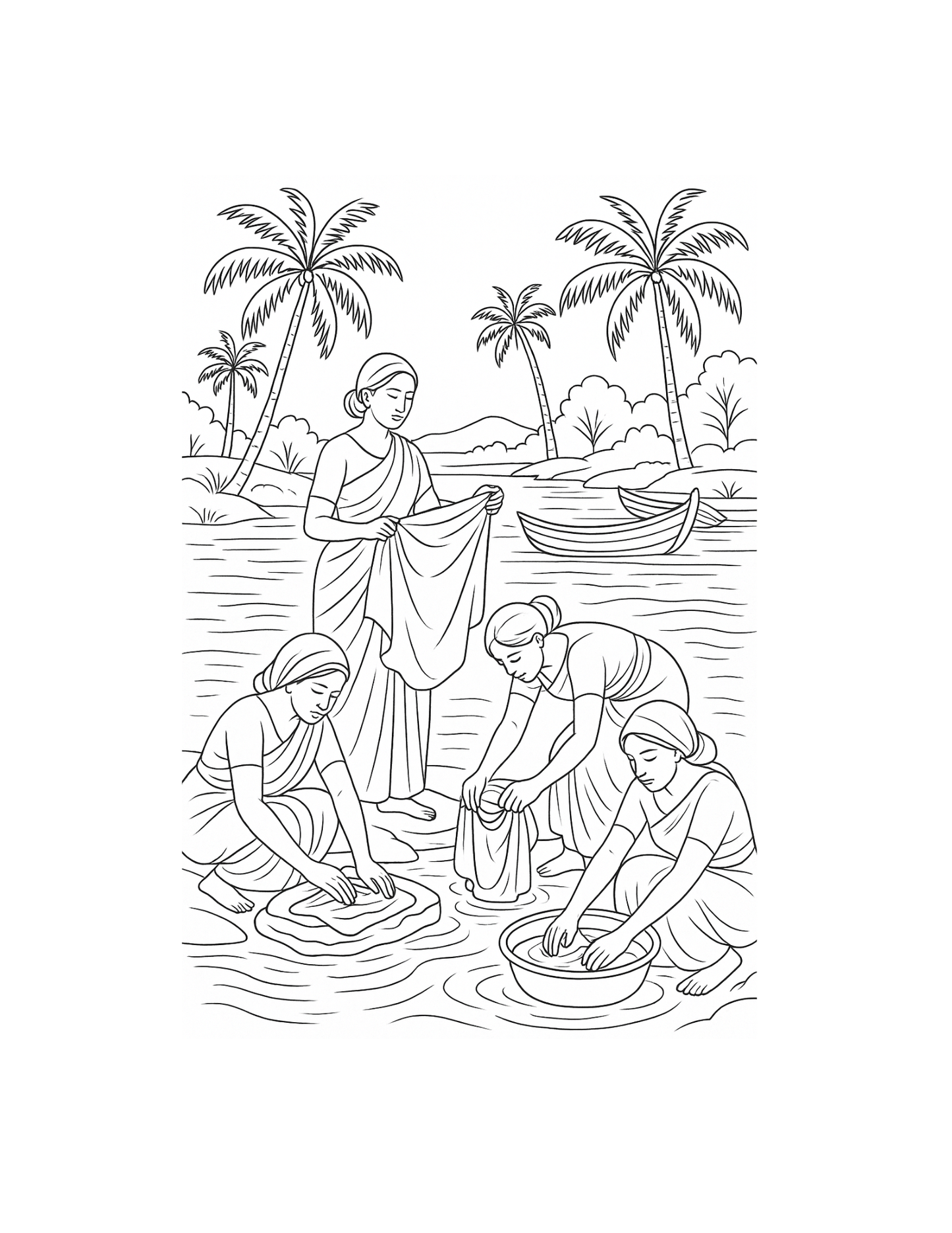 Village Serenity: An Aesthetic Adult Coloring Book of Indian Village Life (Digital Download)