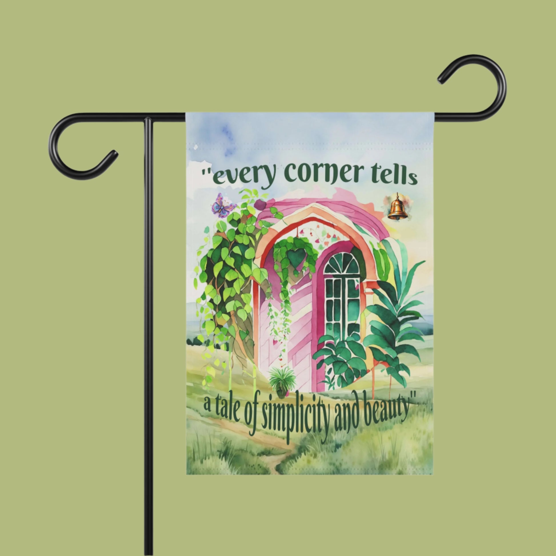 A warm and aesthetic home corner decorated with indoor plants, natural textures, and minimalistic decor elements. The banner features the Hindi quote “हर कोना बोले – सादगी और सुंदरता की कहानी” meaning “Every corner tells a tale of simplicity and beauty.”


