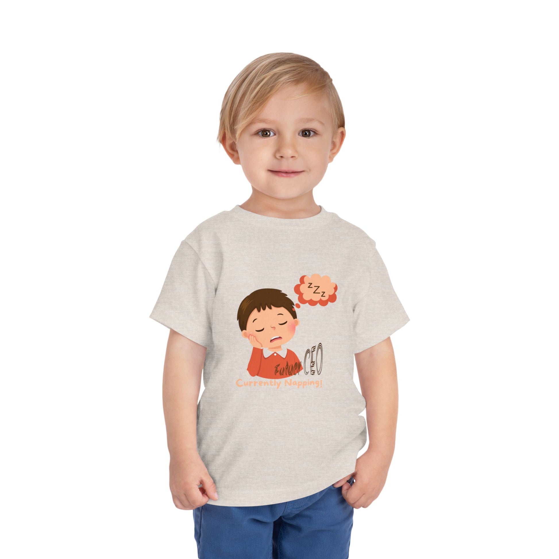 Child wearing a t-shirt with a cartoon design