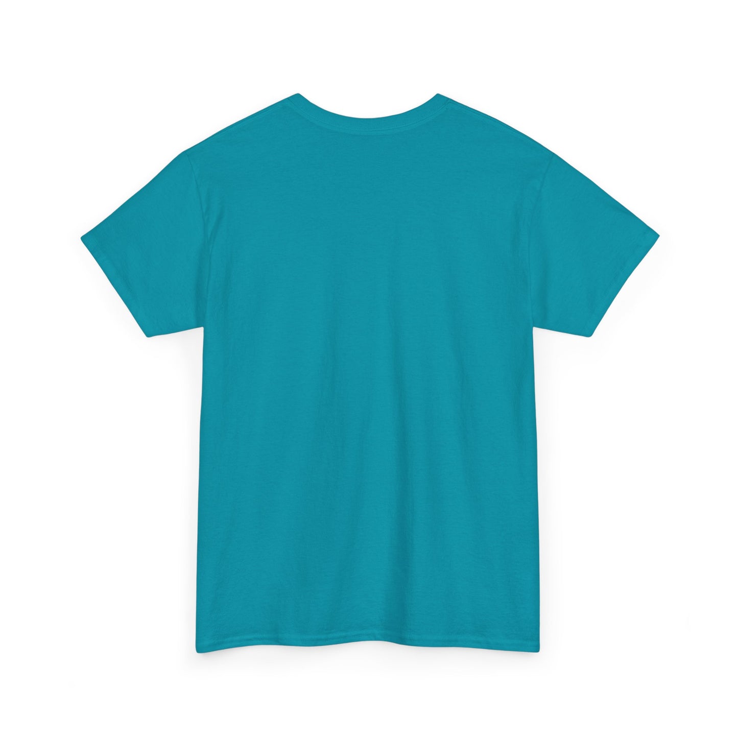 Tropical Blue t-shirt shown from the back on a white background