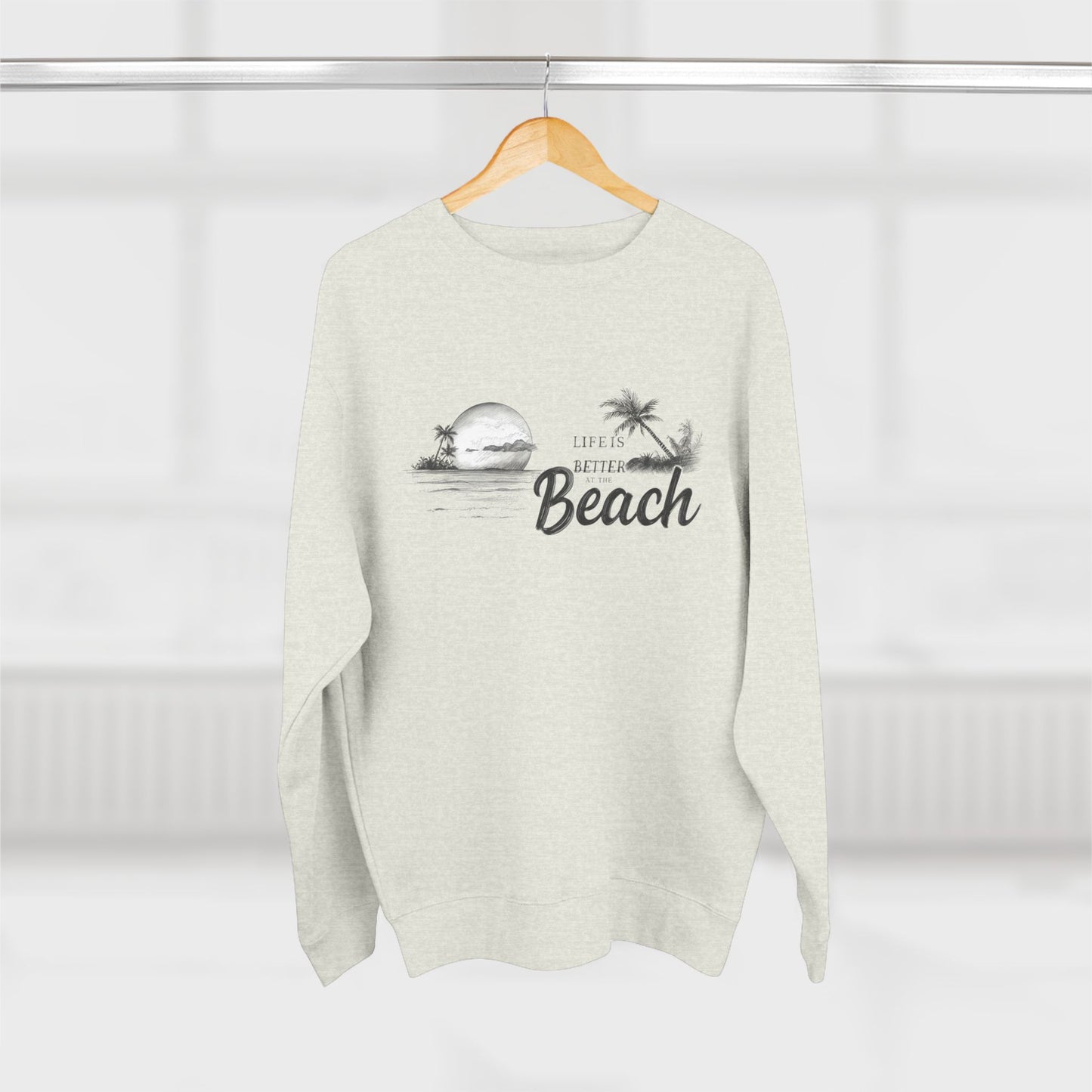 Beach Sunset Crewneck Sweatshirt — Vintage Palm "Life is Better at the Beach"