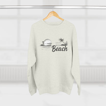 Beach Sunset Crewneck Sweatshirt — Vintage Palm "Life is Better at the Beach"