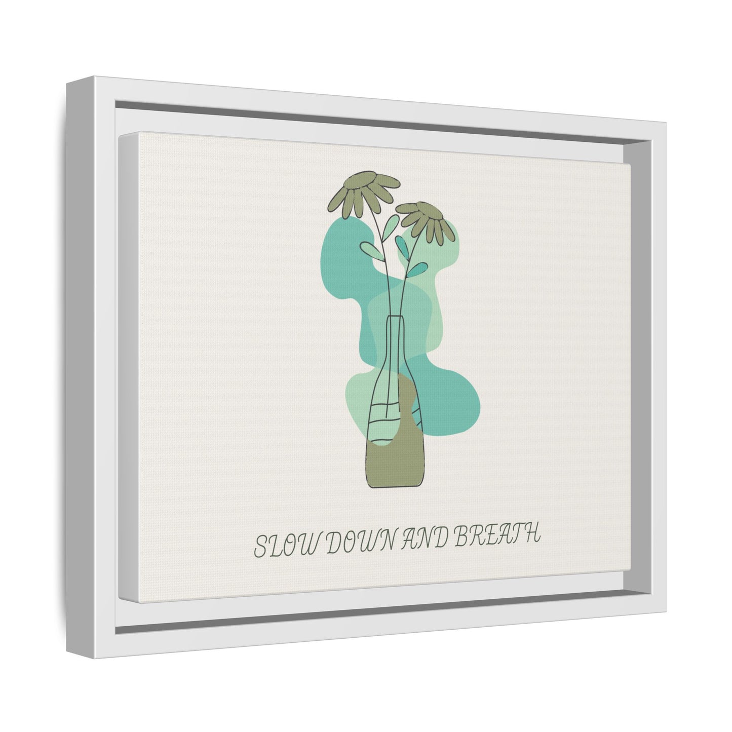 "Slow Down and Breathe" Minimal Botanical Wall Art