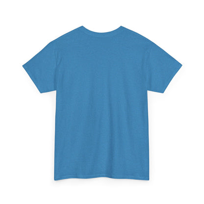 Heather sapphire t-shirt shown from the back on a white background