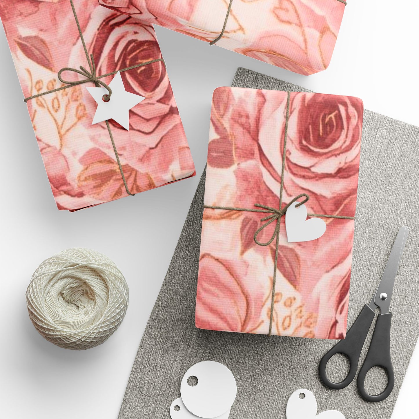 Floral Rose Wrapping Paper Roll — Vintage Pink Roses Gift Wrap for Weddings & Mother’s Day