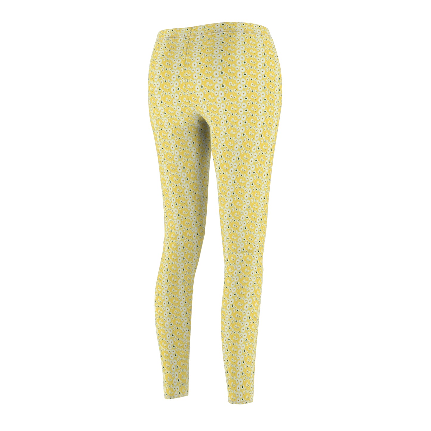 Yellow leggings with floral pattern on a white background