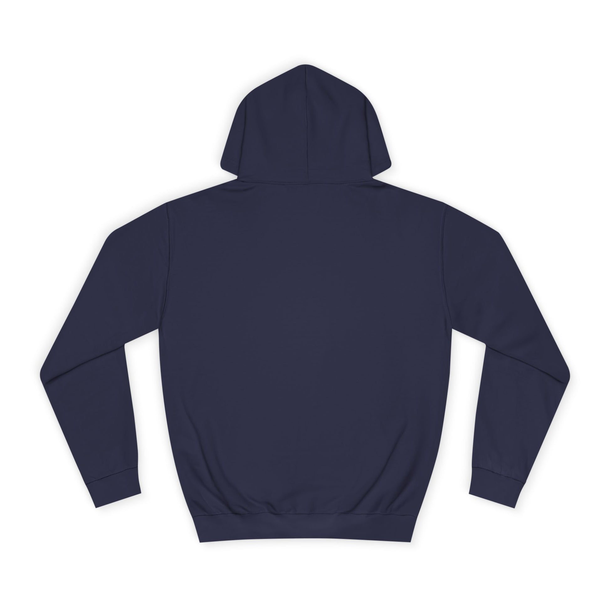 Navy blue hoodie shown from the back on a white background.