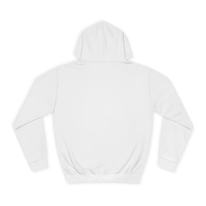 Back view of solid color unisex college hoodie