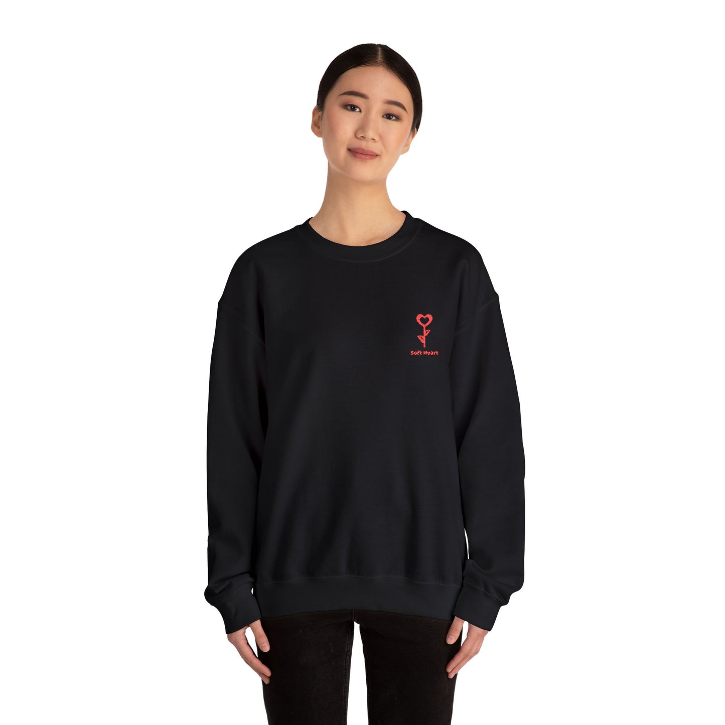Unisex Crewneck Sweatshirt with “Soft Heart” Embroidery – Premium Minimal Heart Design