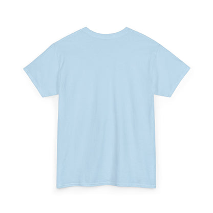 Light blue t-shirt shown from the back on a white background.