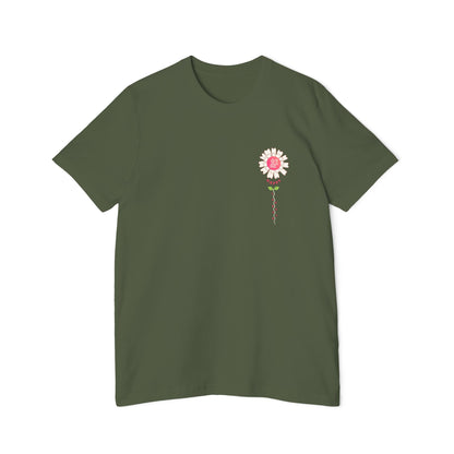 A short sleeve unisex jersey t-shirt featuring an graphic design for Labor Day, displayed as a clean product mockup.