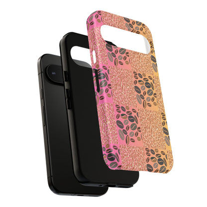 Tough Phone Case – Coffee Bean & Tiger Print with Gradient Background