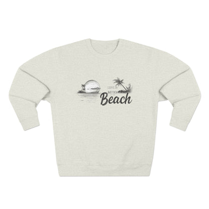 Beach Sunset Crewneck Sweatshirt — Vintage Palm "Life is Better at the Beach"