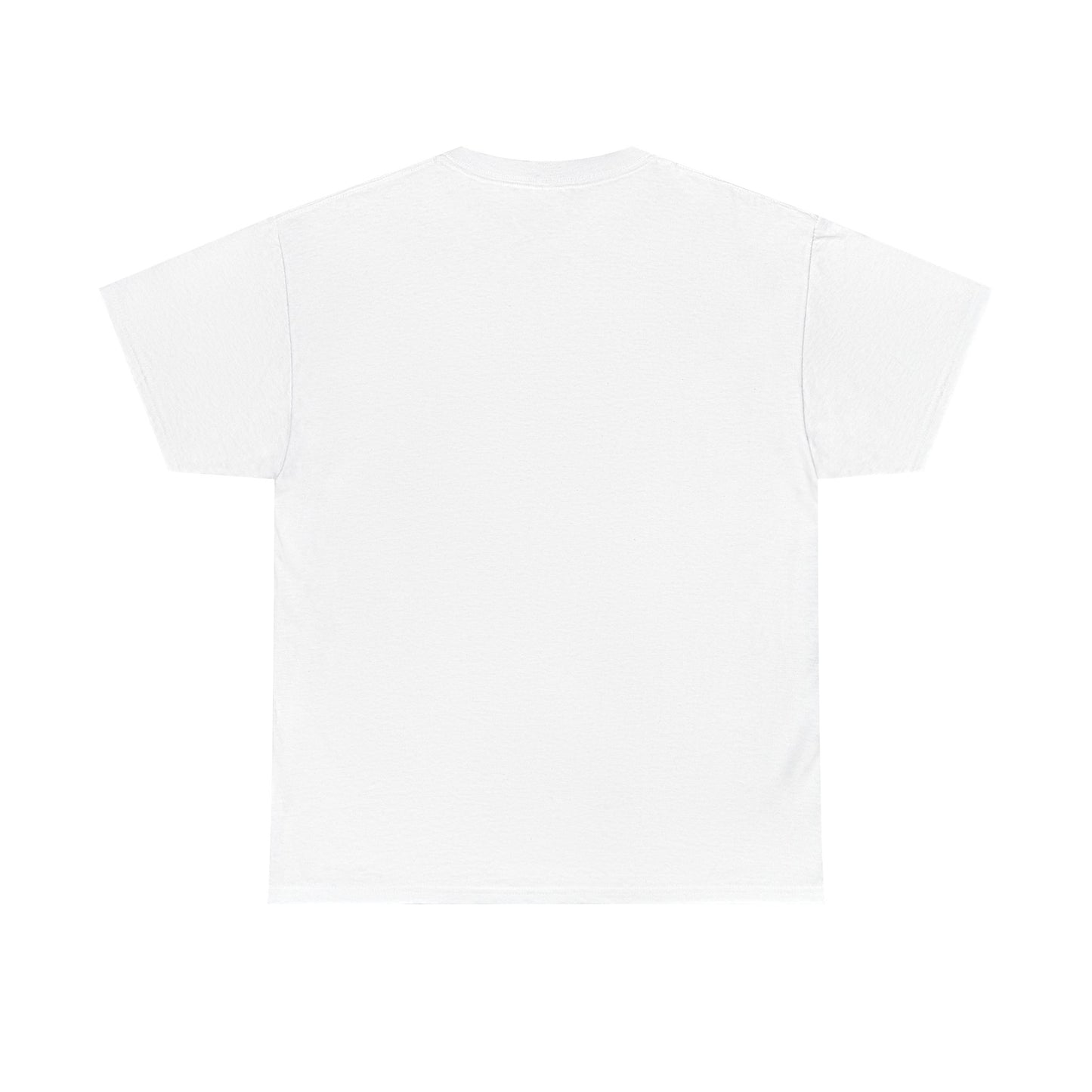 Plain back view of unisex white cotton T-shirt