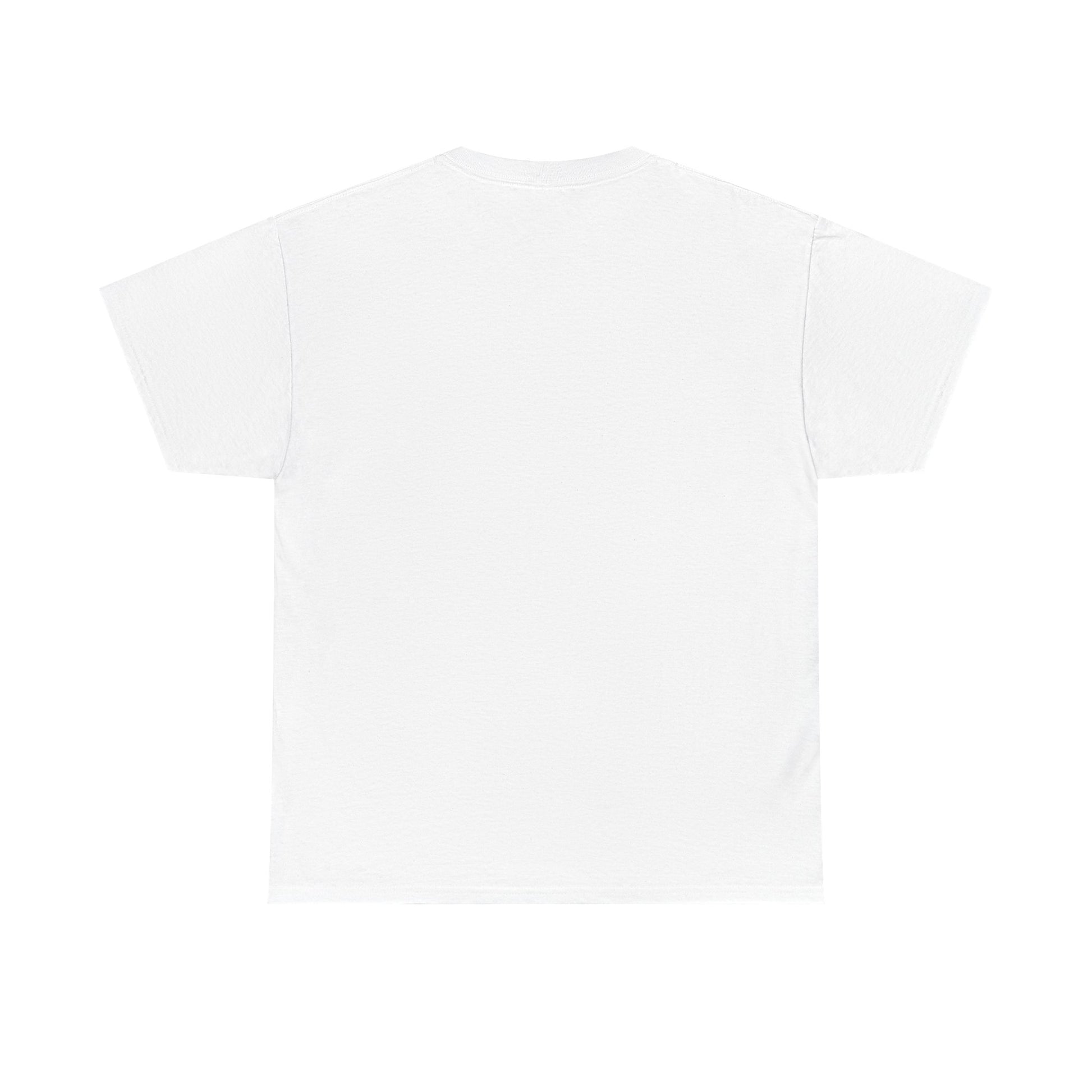 Plain back view of unisex white cotton T-shirt