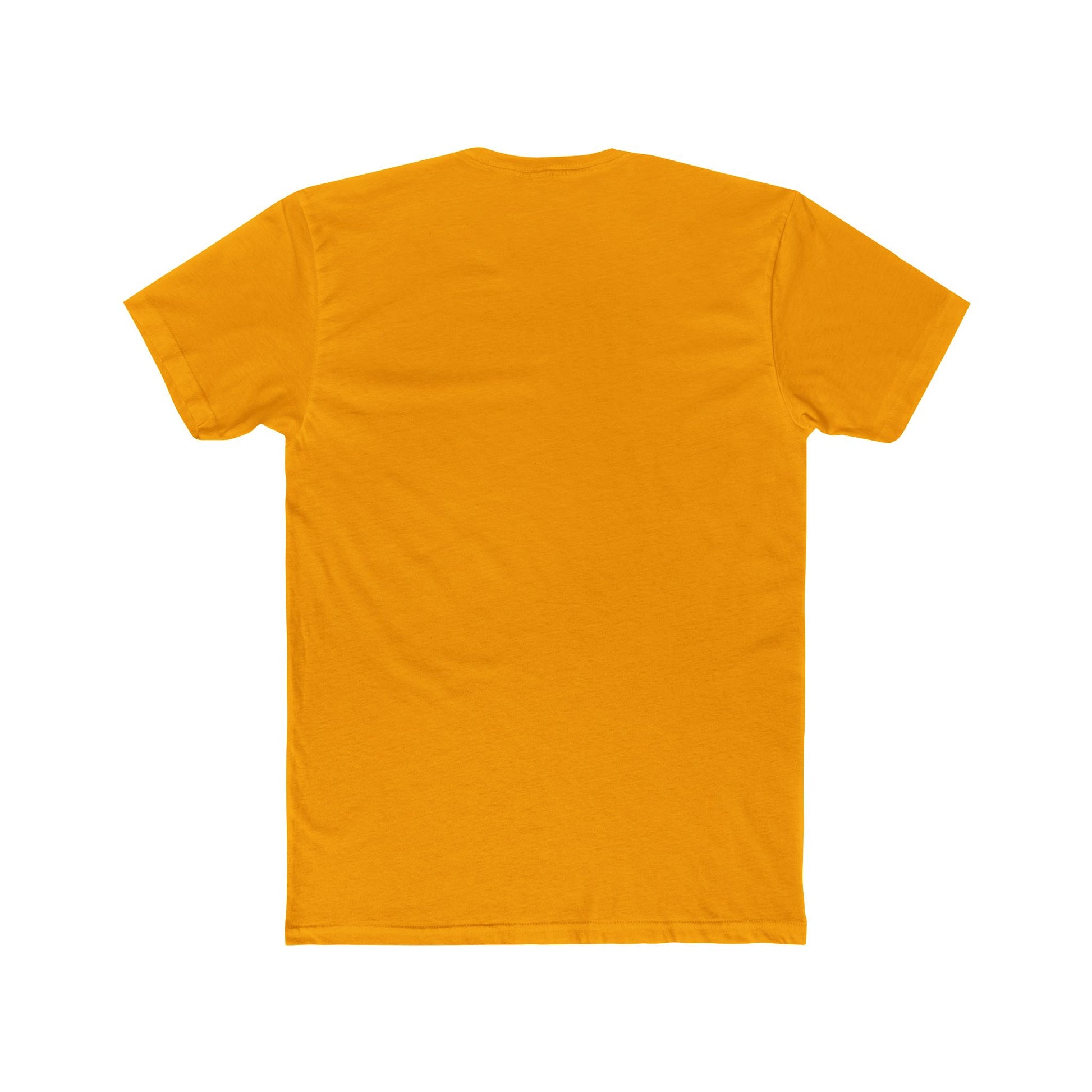 Rear view of solid color unisex cotton tee with no print
