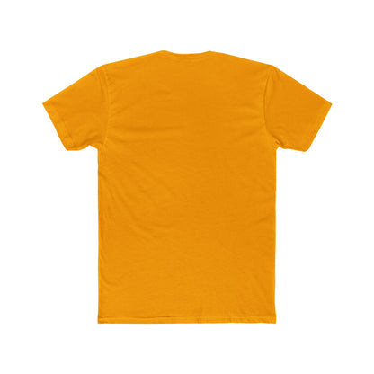 Rear view of solid color unisex cotton tee with no print
