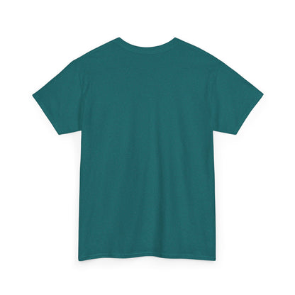 Teal t-shirt shown from the back on a white background