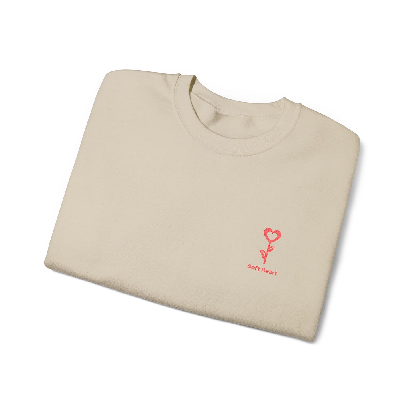 Unisex Crewneck Sweatshirt with “Soft Heart” Embroidery – Premium Minimal Heart Design