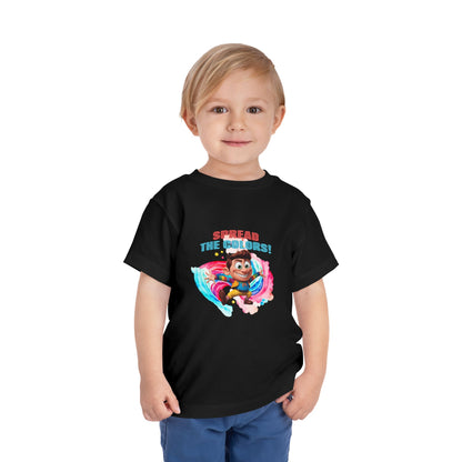"Spread the Colors! Vibrant Cartoon Toddler Short Sleeve Tee-shirt for Kids & Youth"