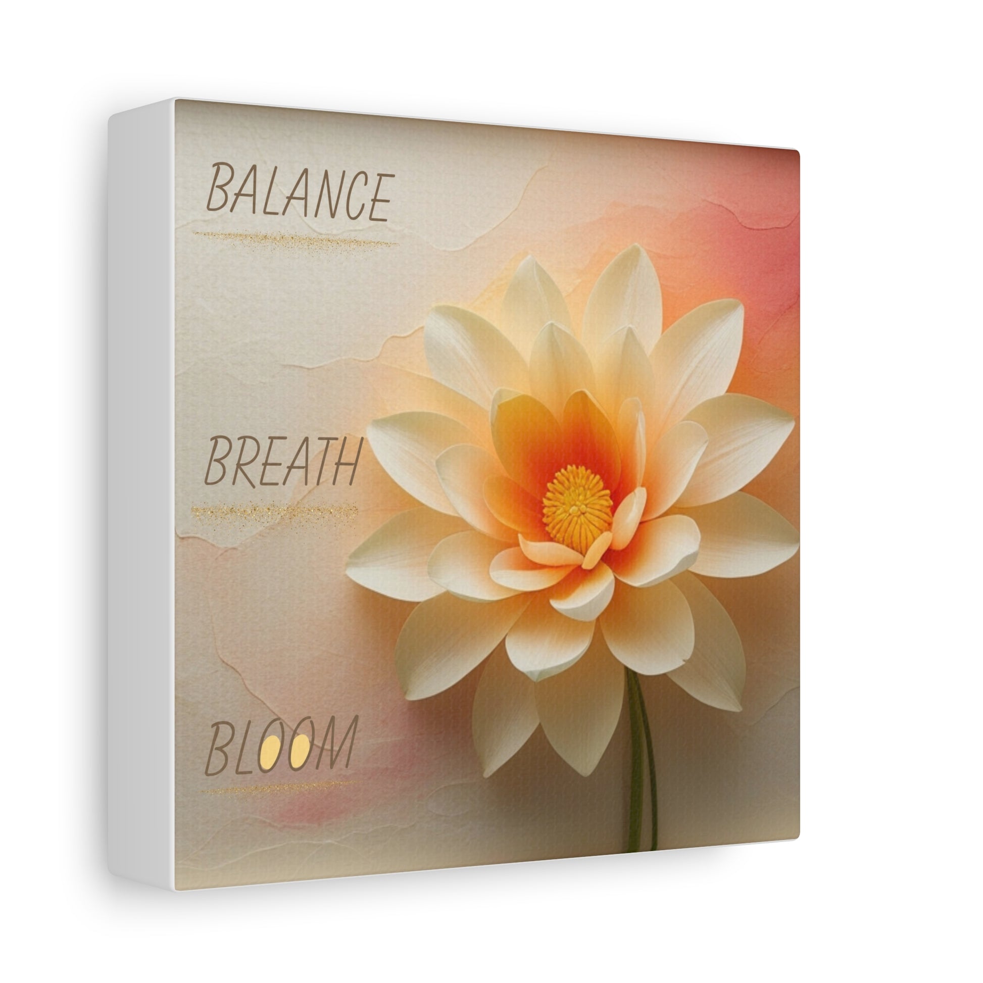 Canvas wall art with a flower and text on a light background