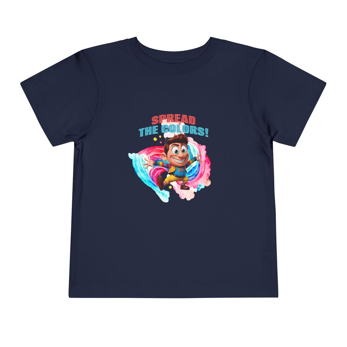 "Spread the Colors! Vibrant Cartoon Toddler Short Sleeve Tee-shirt for Kids & Youth"