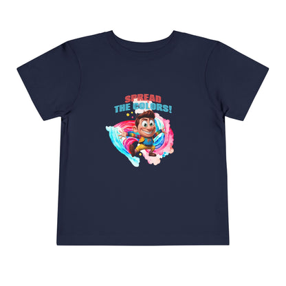 "Spread the Colors! Vibrant Cartoon Toddler Short Sleeve Tee-shirt for Kids & Youth"